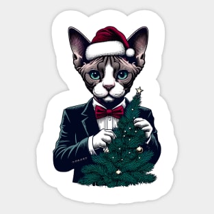 Devon Rex Cat Christmas Sticker